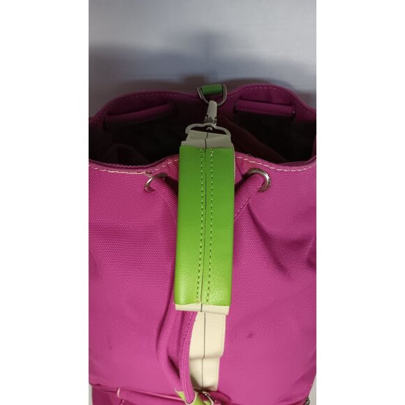 Diane Von Furstenberg Pink Green Canvas Tennis Travel Athleisure Duffle Bag